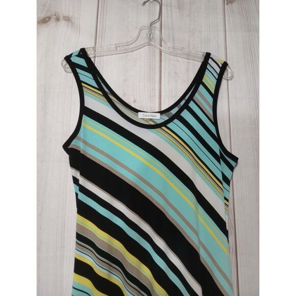 Calvin Klein Maxi Dress Striped Sleeveless Casual Summer Beach Sundress‎ - Picture 3 of 6